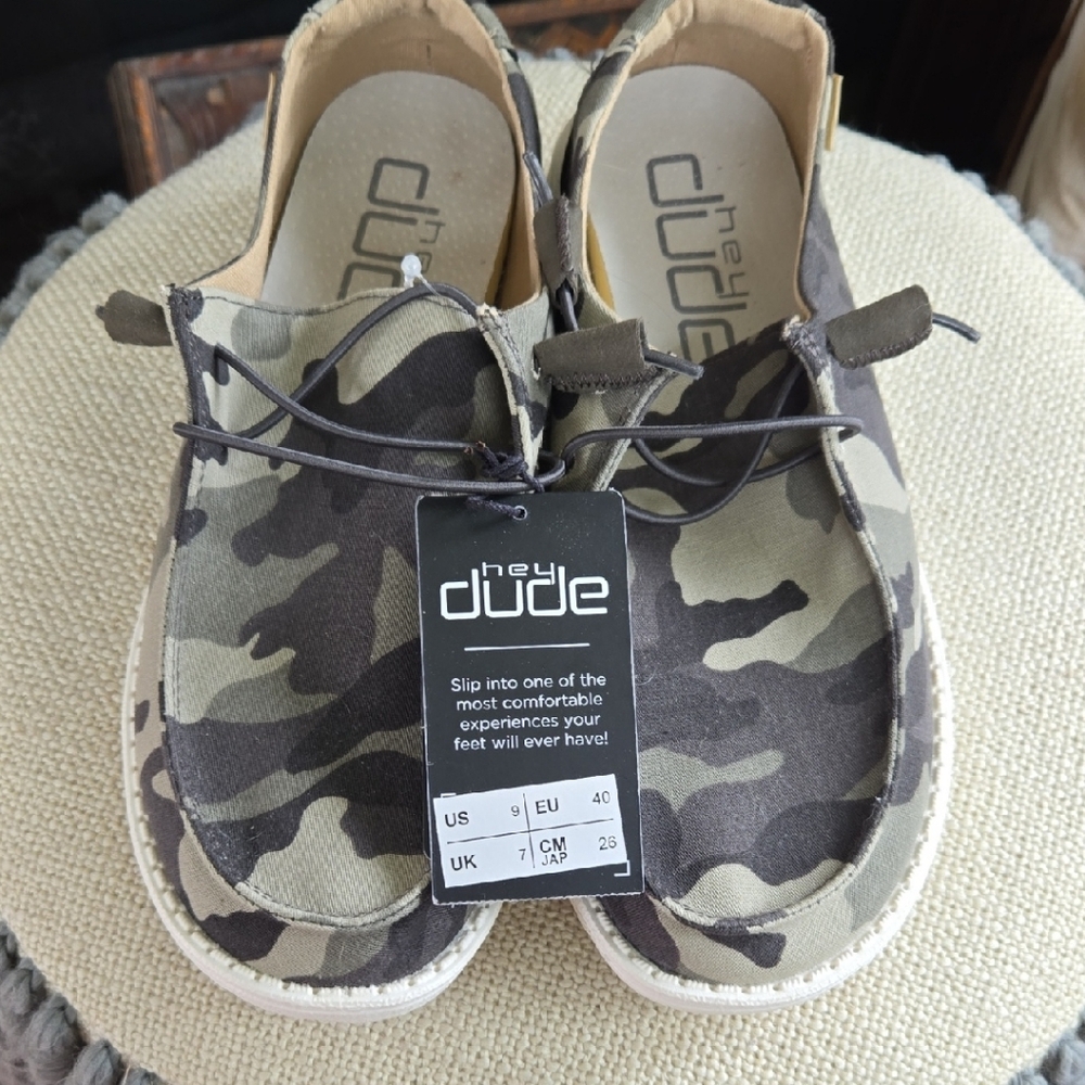 NWT Hey Dude Green and Brown Casual Loafers